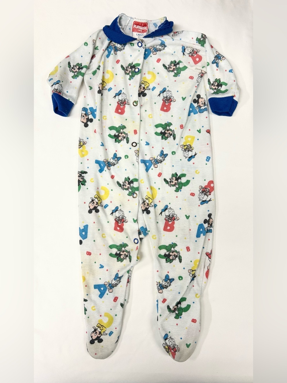Playskool Baby Vintage 1980s Disney Mickey Fleece Footed One-Piece Snap Pajamas